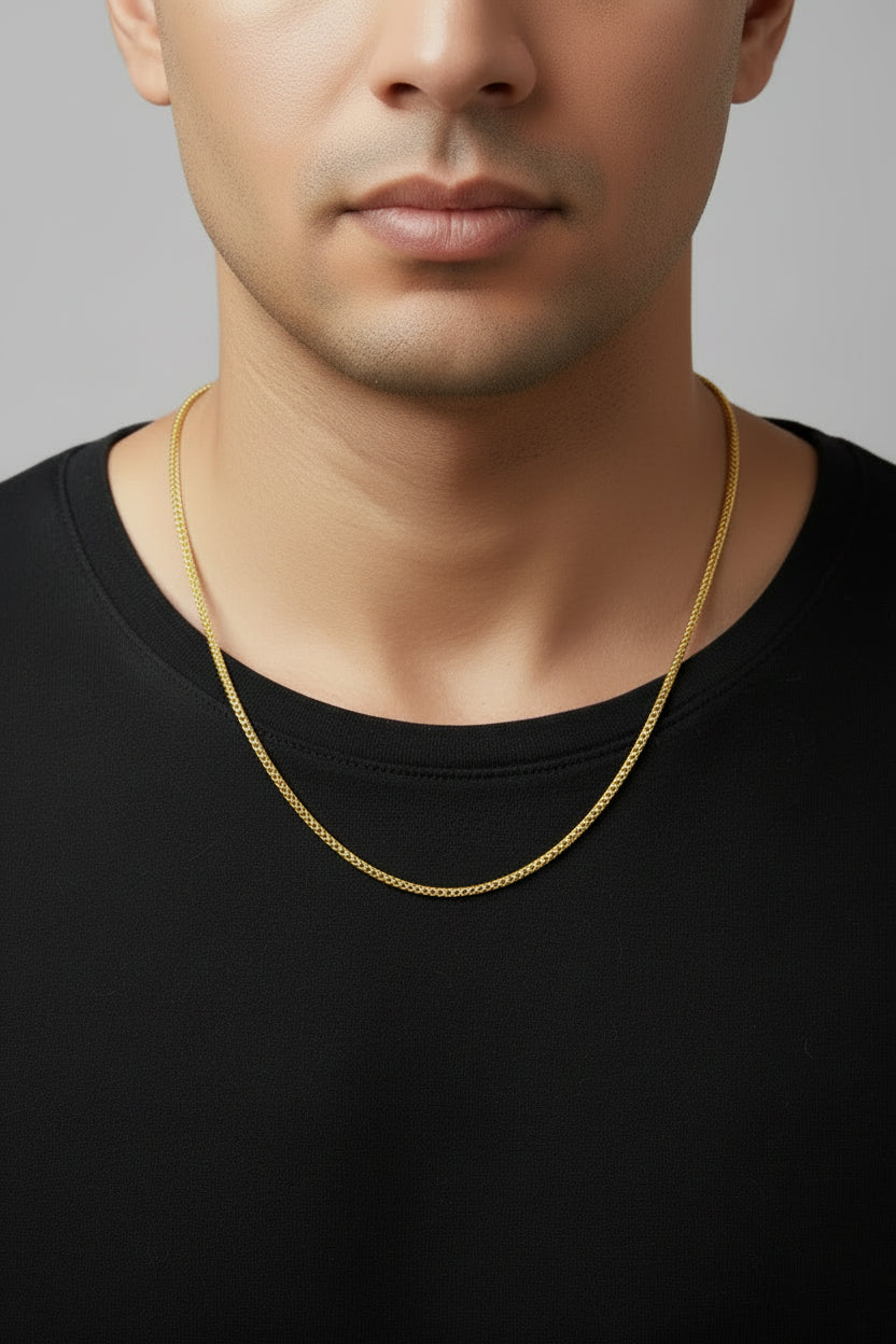 Unisex 92.5 Sterling Silver Gold Coated Classic Box Chain