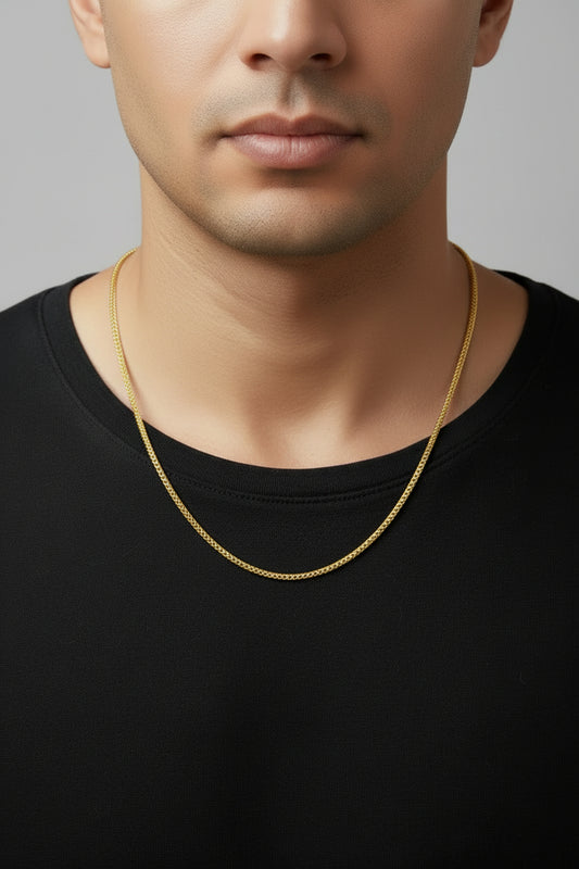 Unisex 92.5 Sterling Silver Gold Coated Classic Box Chain
