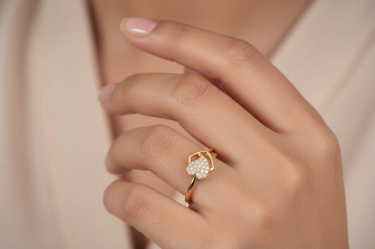 Luxury 92.5 Sterling Silver Gold Coated Dual Heart "Aura" Ring