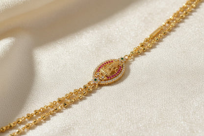 Luxury 92.5 Sterling Silver Gold Coated Lakshmi Necklace