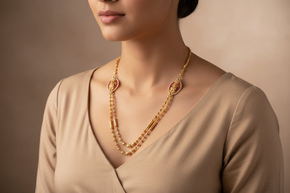 Luxury 92.5 Sterling Silver Gold Coated Lakshmi Necklace