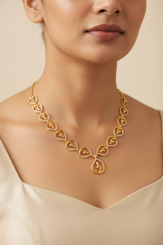 Luxury 92.5 Sterling Silver Gold Coated Pear-Drop Bridal Set
