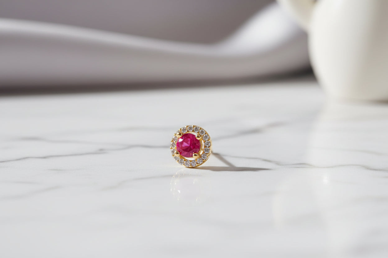 Luxury 92.5 Sterling Silver Gold Coated Ruby "Regent" Studs