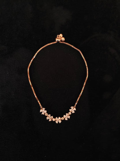 Luxury 92.5 Sterling Silver Rose Gold Star & Heart adjustable Bracelet