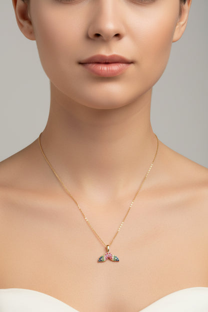 92.5 Sterling Silver Rose Gold Geometric Floral Pendant Chain