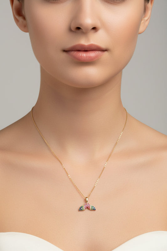 92.5 Sterling Silver Rose Gold Geometric Floral Pendant Chain