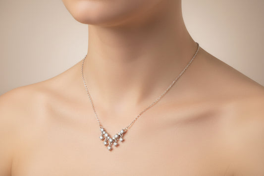 92.5 Sterling Silver Radiant V-Shape Droplet Chain