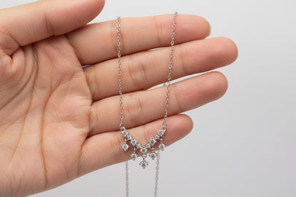 92.5 Sterling Silver Radiant V-Shape Droplet Chain