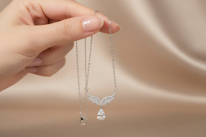 92.5 Sterling Silver Angel Wing Pendant Chain