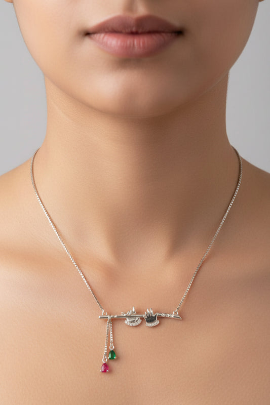 92.5 Sterling Silver Divine Krishna Flute (Basuri) Pendant Chain