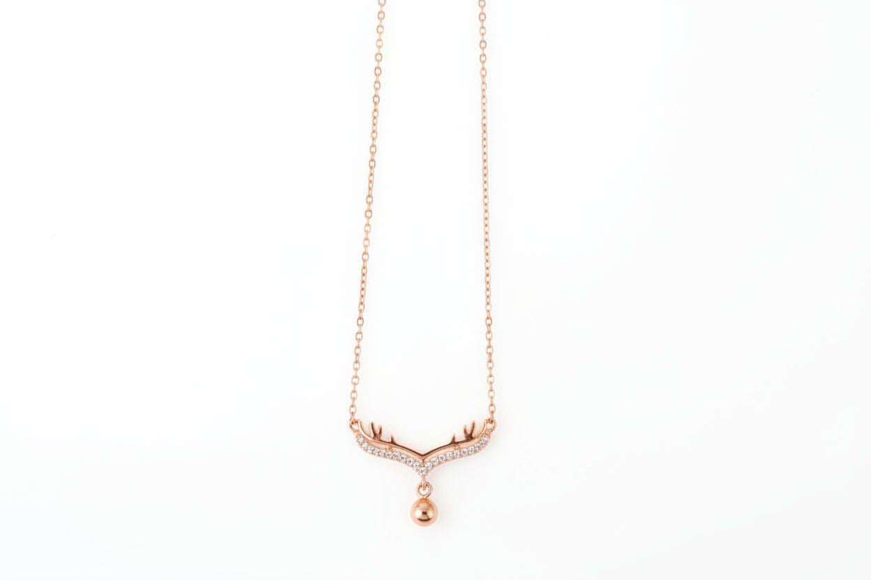 92.5 Sterling Silver Rose Gold Antler Pendant Chain