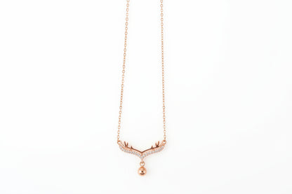 92.5 Sterling Silver Rose Gold Antler Pendant Chain