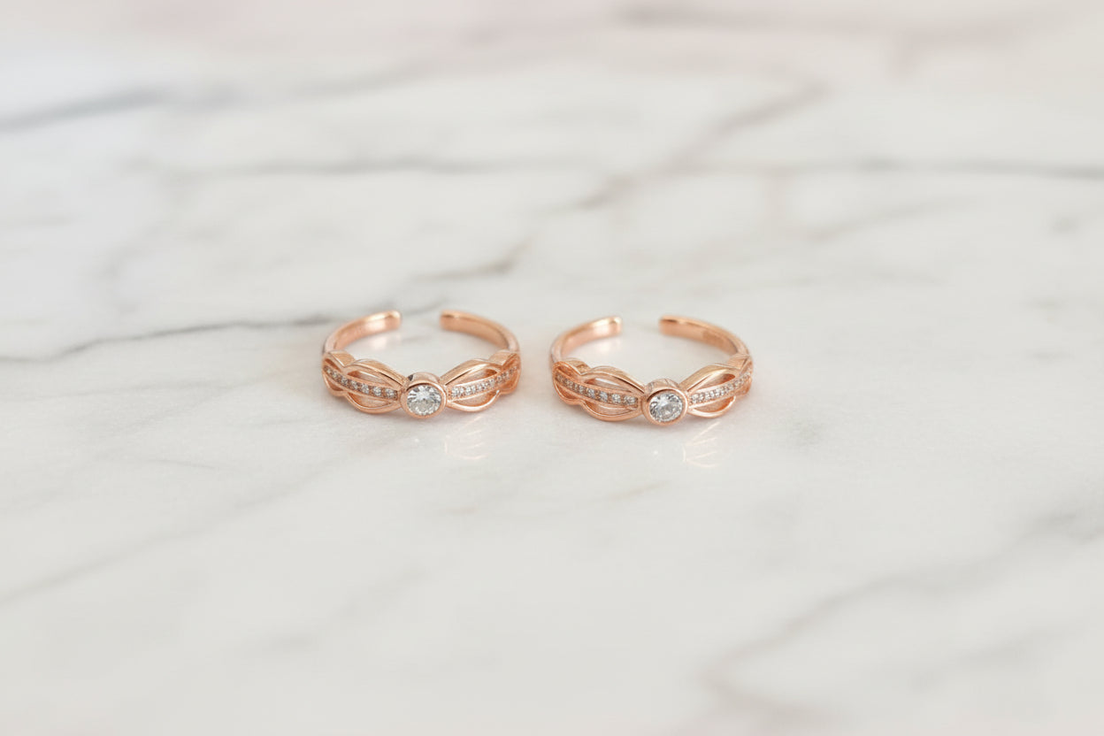Adjustable 92.5 Sterling Silver Infinity Toe Rings
