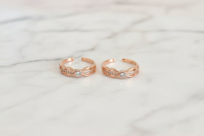 Adjustable 92.5 Sterling Silver Infinity Toe Rings