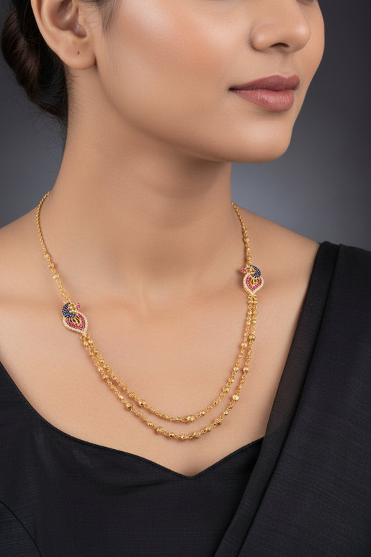 Pure 92.5 Sterling Silver Peacock Motif Mangalsutra