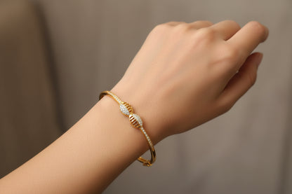 Gold Plated 925 Sterling Silver Modern Geometric Fancy Kada