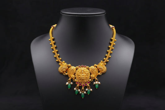 Gold Plated 92.5 Sterling Silver Antique Temple Jewelry Set
