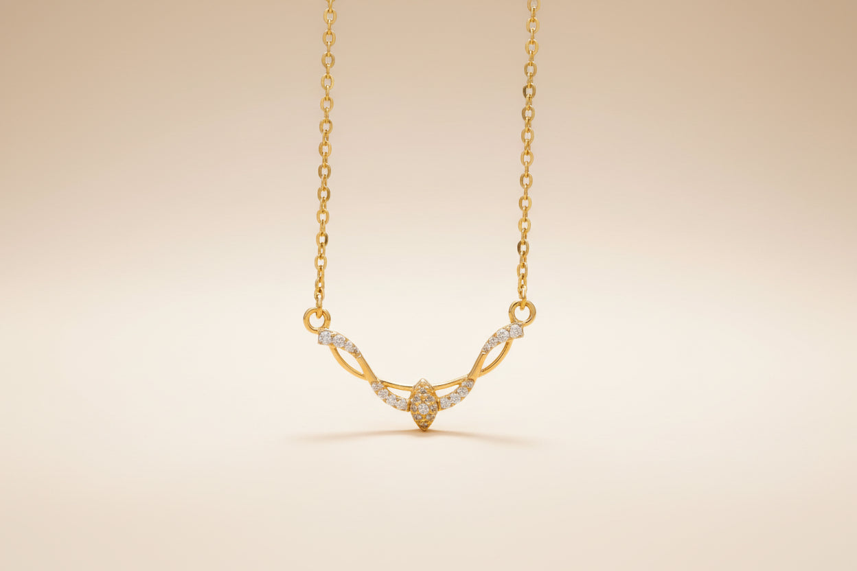 Gold Plated 92.5 Sterling Silver Minimalist V-Necklace