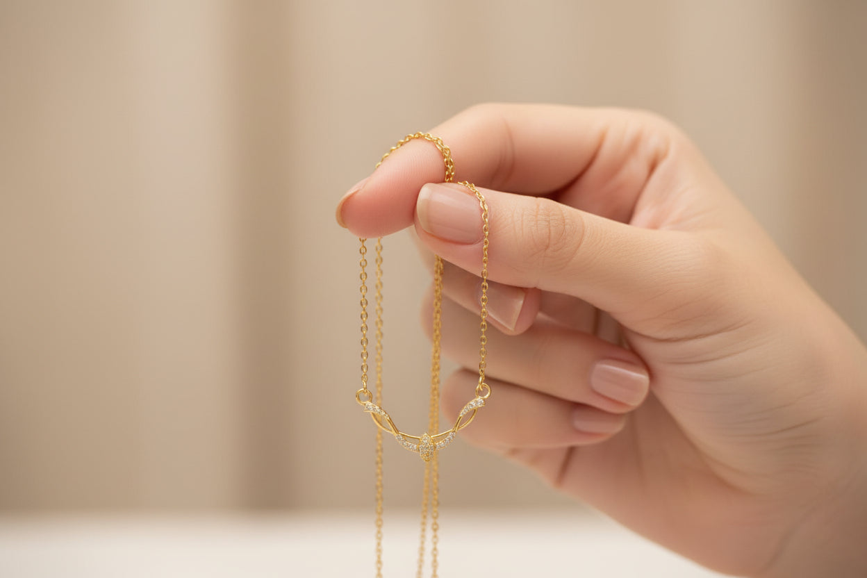 Gold Plated 92.5 Sterling Silver Minimalist V-Necklace