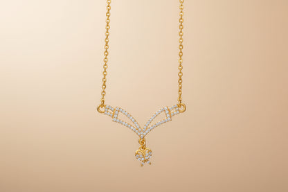 Gold Plated 92.5 Sterling Silver Radiant Starburst Halo Pendant Necklace