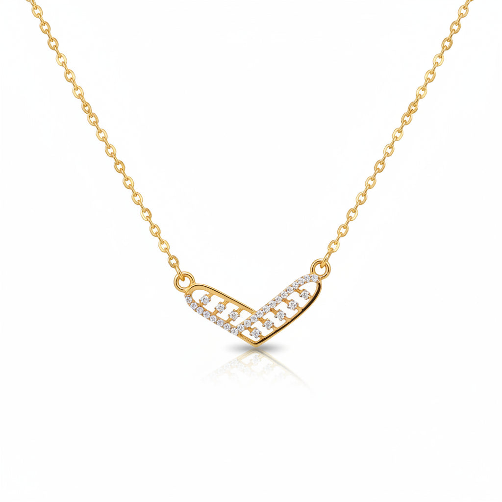 Gold Plated 92.5 Sterling Silver Geometric Chevron Pendant Necklace