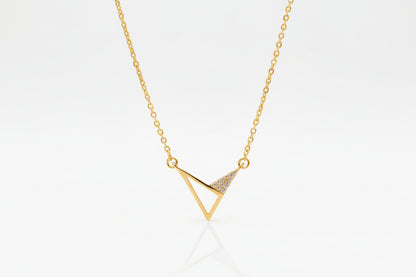Gold Plated 92.5 Sterling Silver Geometric Triangle Pendant Necklace