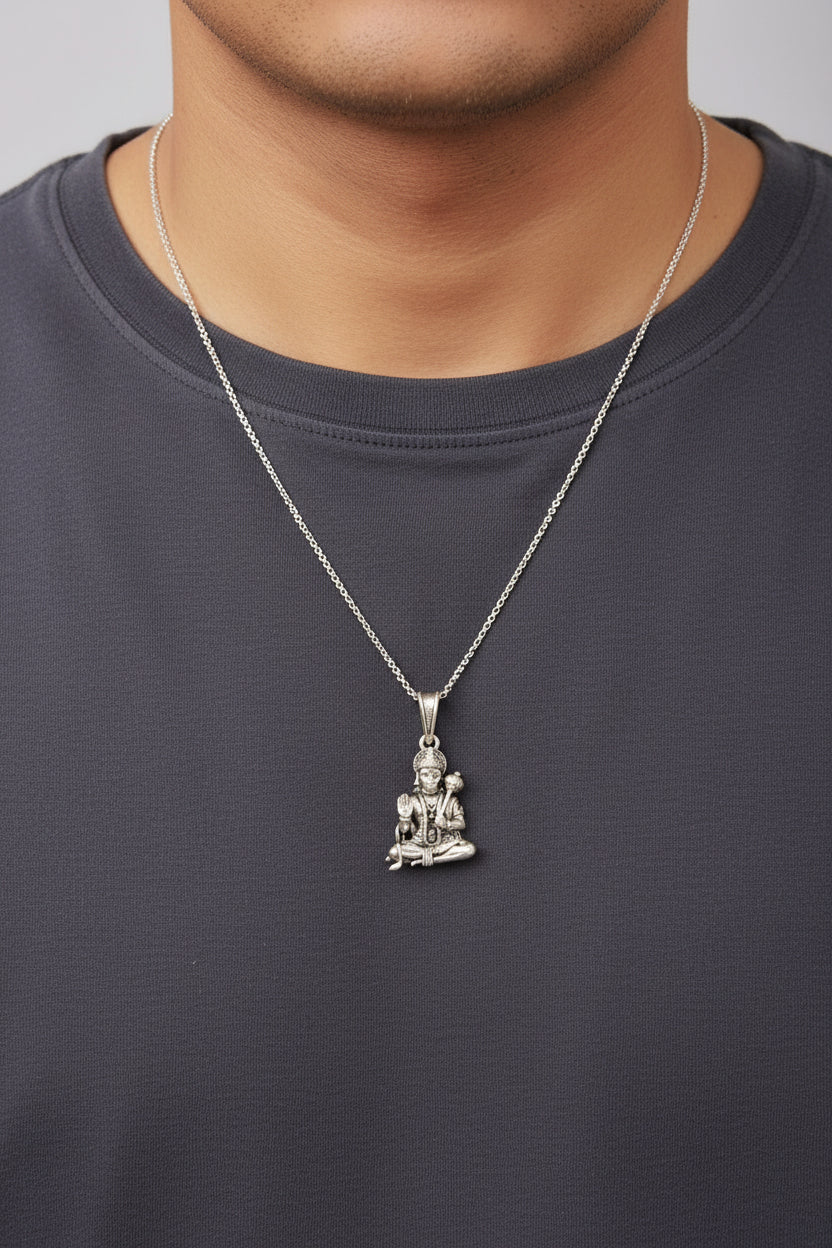 92.5 Sterling Silver Lord Hanuman Pendant