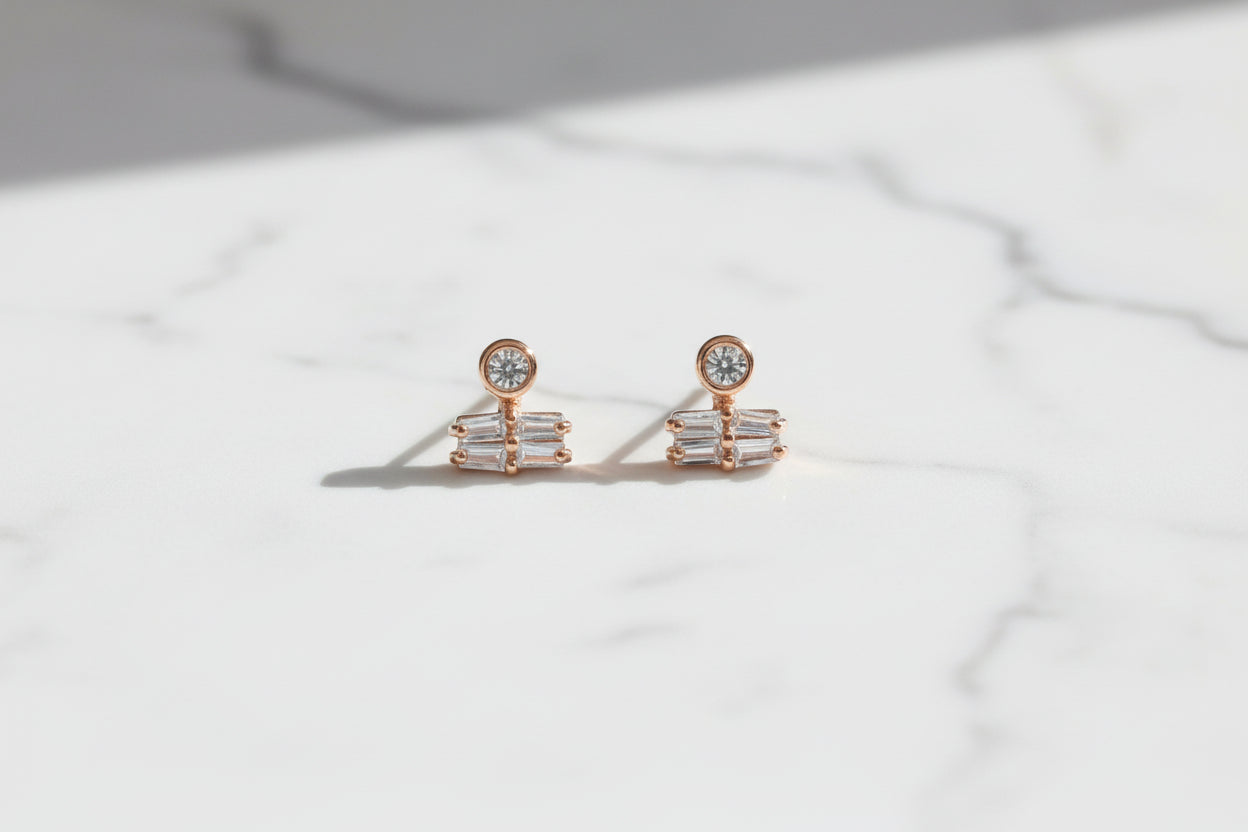 Gold Plated 92.5 Sterling Silver Modern Geometric Stud Earrings