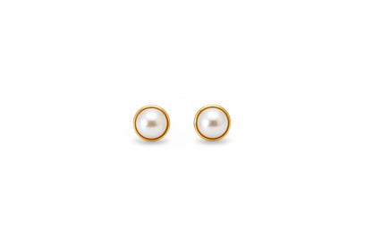 Gold Plated 92.5 Sterling Silver Classic Pearl Stud Earrings