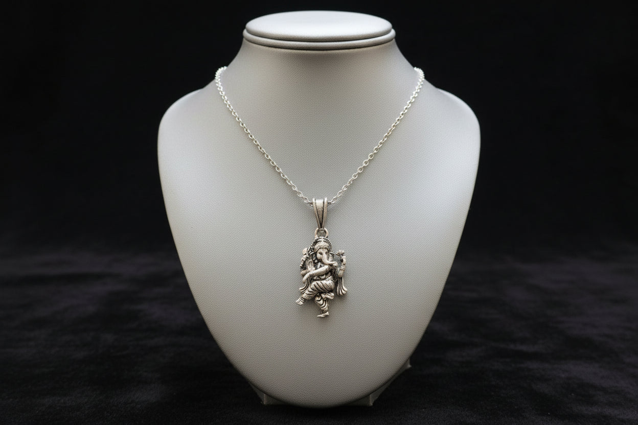Antique 92.5 Sterling Silver Dancing Ganesha Pendant