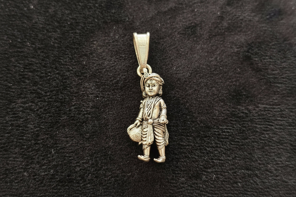 Antique Finish 92.5 Sterling Silver Bal Krishna Pendant
