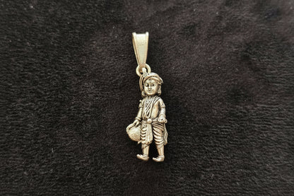 Antique Finish 92.5 Sterling Silver Bal Krishna Pendant