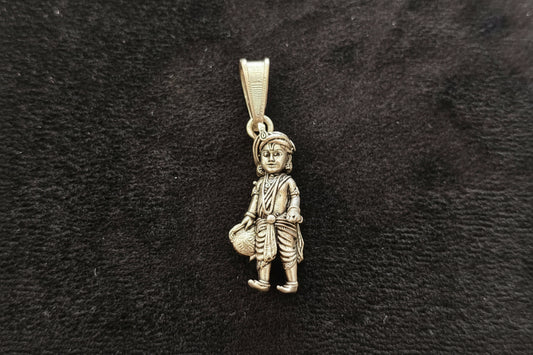 Antique Finish 92.5 Sterling Silver Bal Krishna Pendant