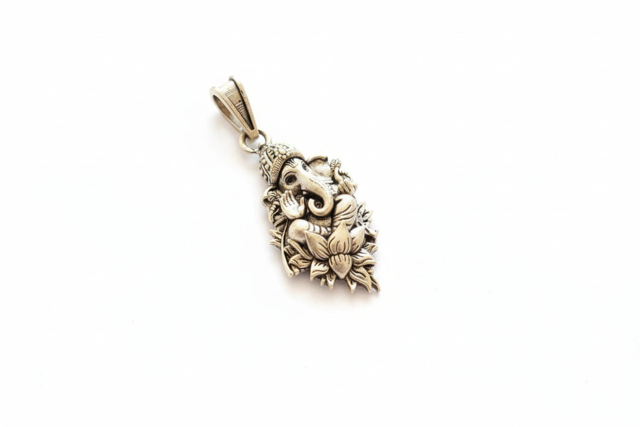Handcrafted Pure 92.5 Silver Ganesha Idol Pendant
