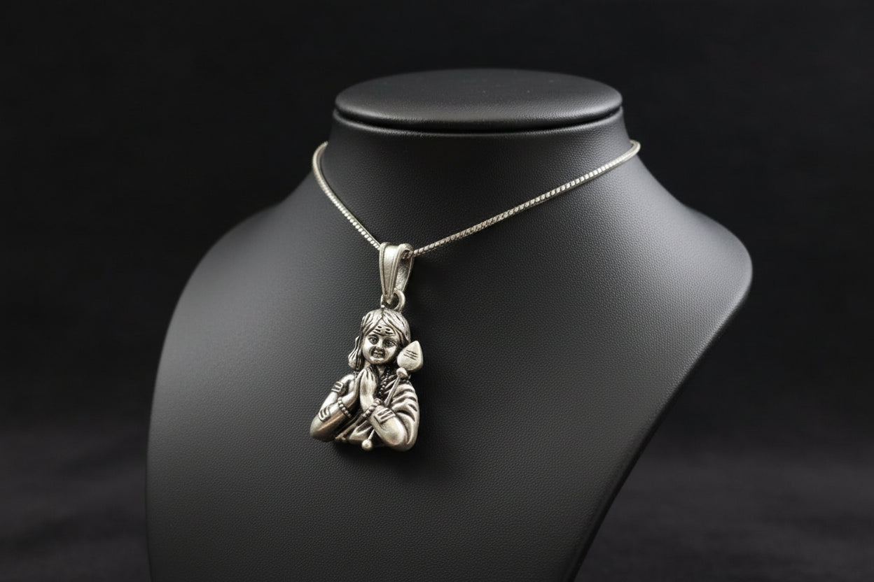 Antique 92.5 Sterling Silver Lord Murugan Pendant