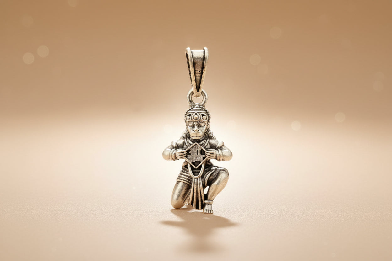 Antique 925 Sterling Silver Lord Hanuman(Raudra Design) Pendant