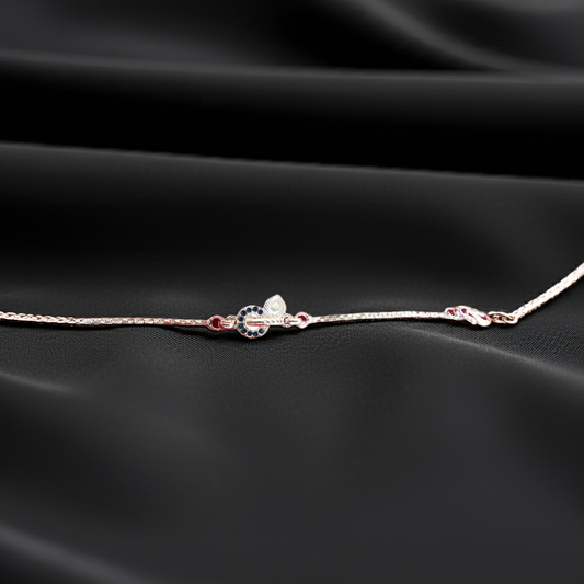 925 Silver Sparkling Blue Stone Bracelet Rakhi – Royal Elegance for Raksha Bandhan 2025