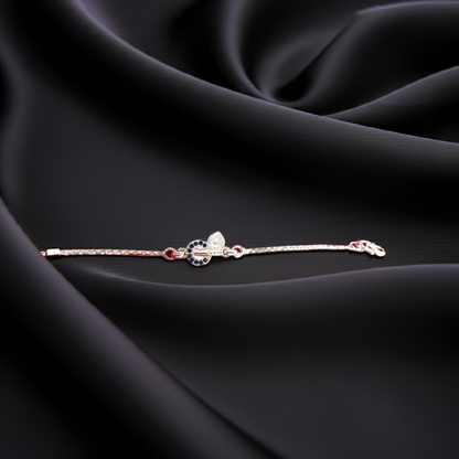 925 Silver Sparkling Blue Stone Bracelet Rakhi – Royal Elegance for Raksha Bandhan 2025