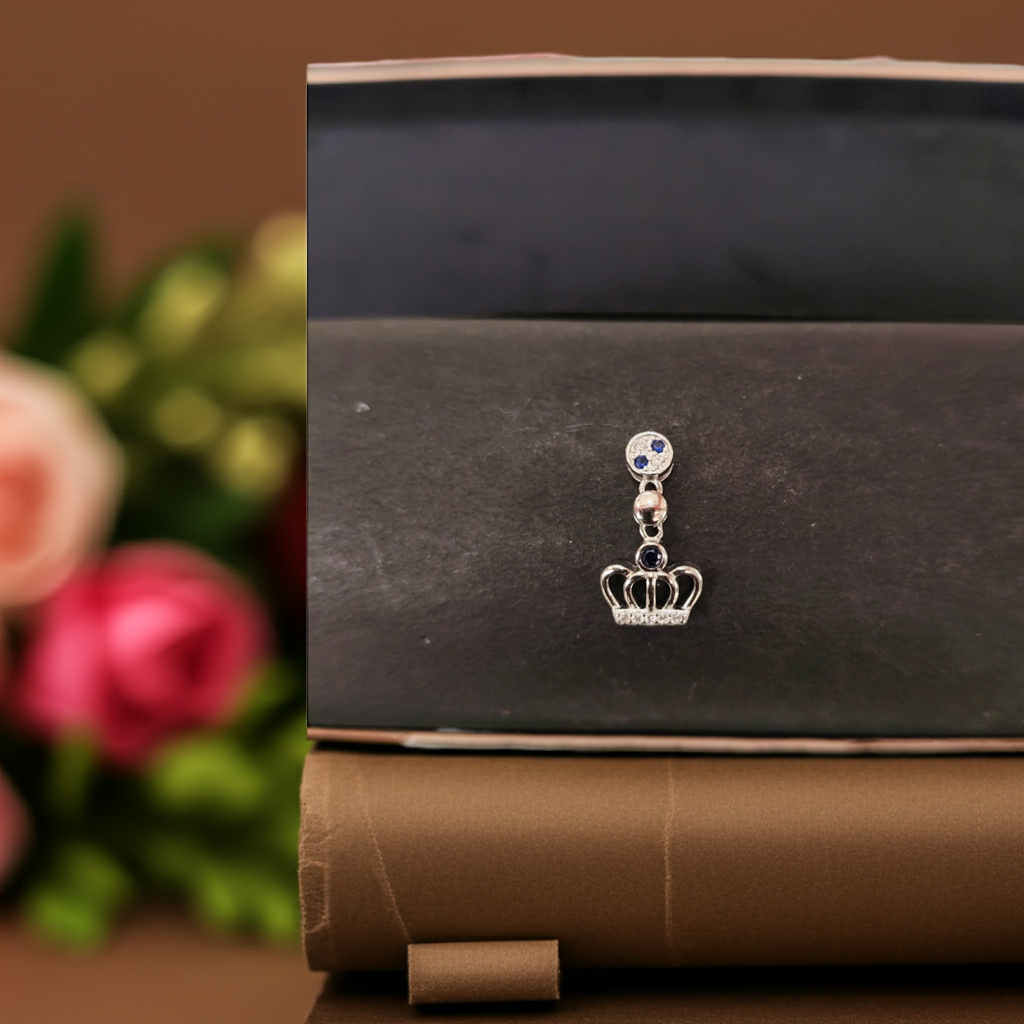 Pure Sterling Silver Sapphire Blue Crown Cartilage Earrings