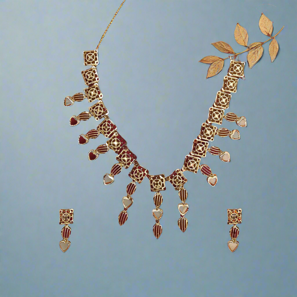 Exquisite Silver with Gold-Plated Filigree Necklace and Earring Set