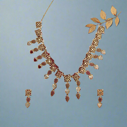 Exquisite Silver with Gold-Plated Filigree Necklace and Earring Set