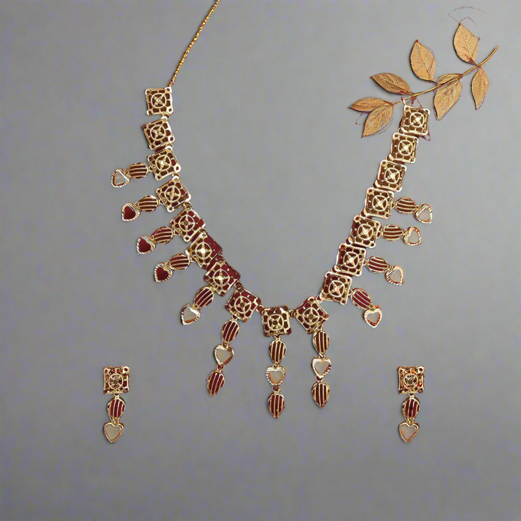 Exquisite Silver with Gold-Plated Filigree Necklace and Earring Set