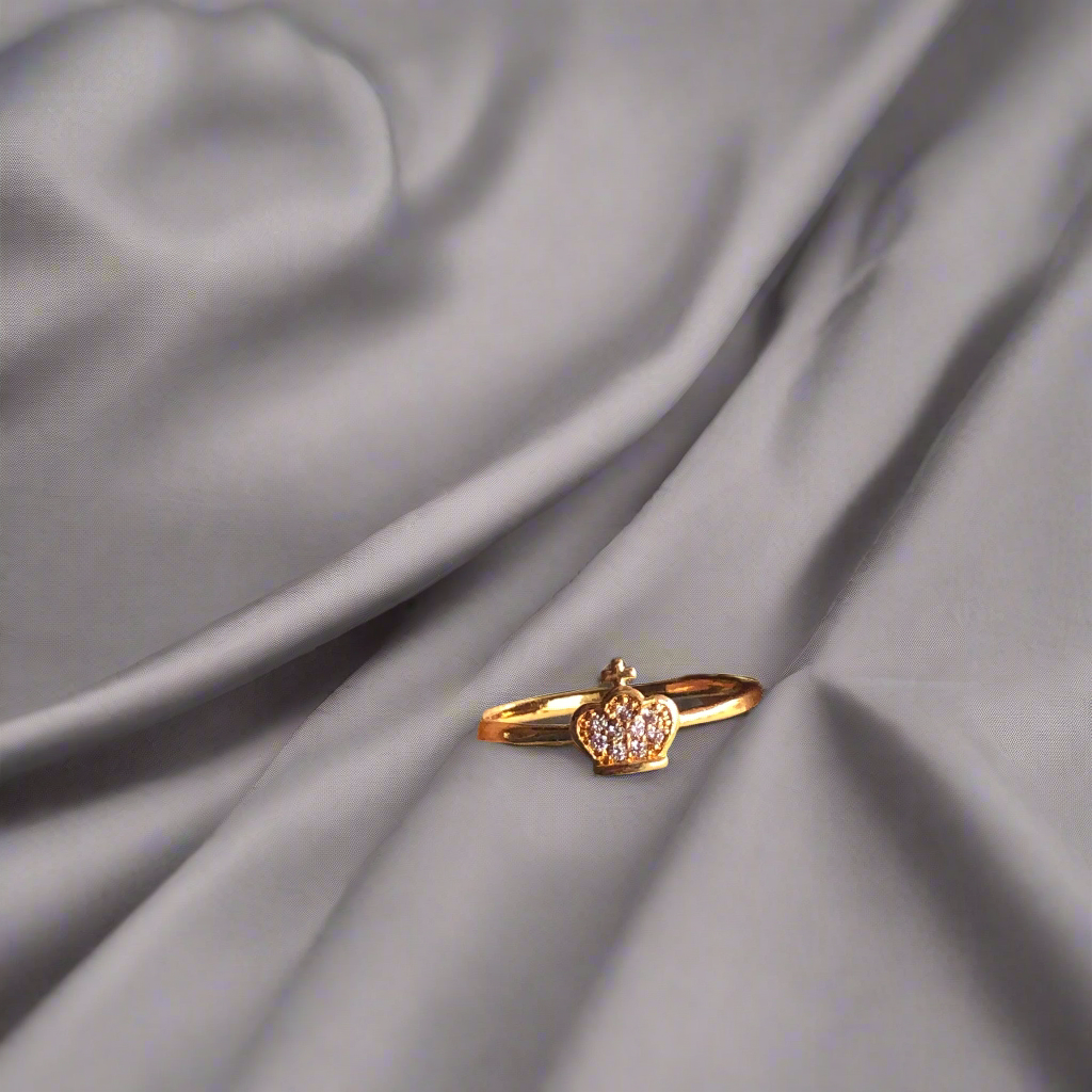 Pure Silver and Gold coated Crown Shaped Ring for Girls