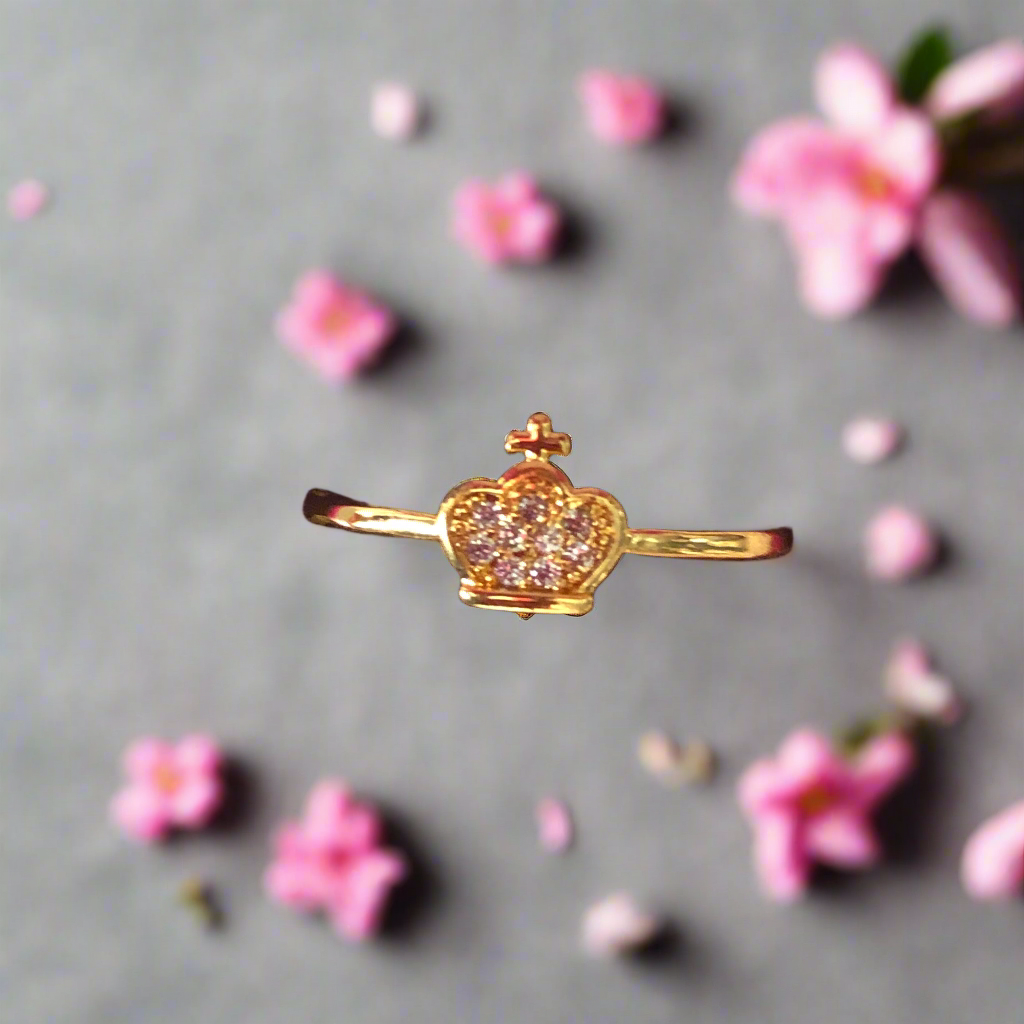 Pure Silver and Gold coated Crown Shaped Ring for Girls
