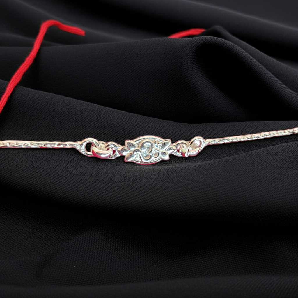 Pure Silver Adjustable Flower Om Rakhi –Rakshabandhan 2026