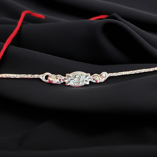 Pure Silver Adjustable Flower Om Rakhi – Pendant Style for Raksha Bandhan 2025