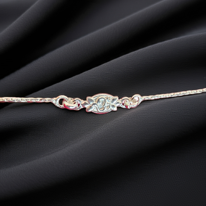Pure Silver Adjustable Flower Om Rakhi –Rakshabandhan 2026