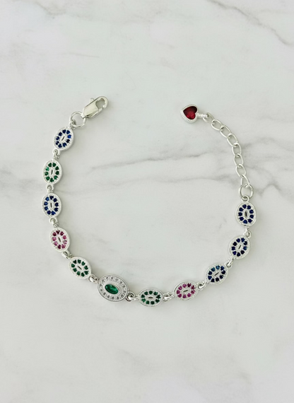 Multi-Color Cubic Zirconia Tennis Bracelet with Extender Bracelet