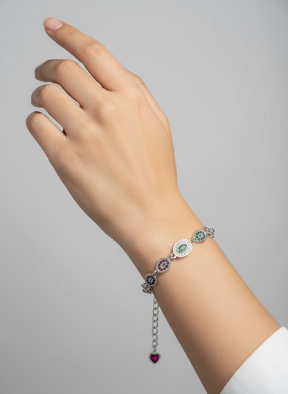 Multi-Color Cubic Zirconia Tennis Bracelet with Extender Bracelet