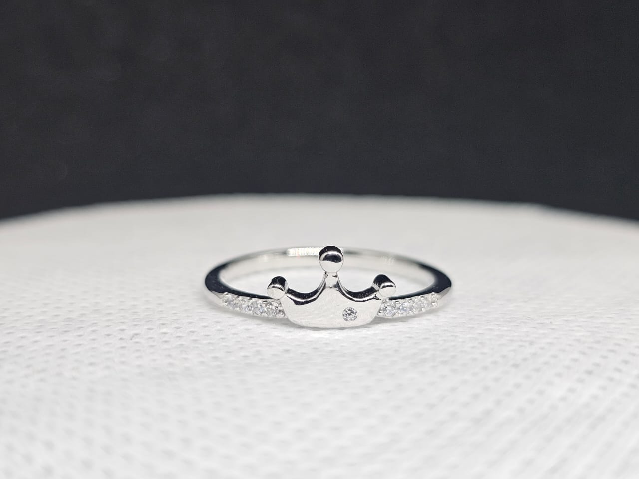 Princess Crown Ring - Sterling Silver with Crystal Embellishments